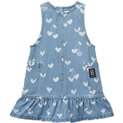 Liewood Angelica Printed Denim Frill Dress 98 Blue 98 Liewood Angelica Printed Denim Frill Dress 98 Blue 98