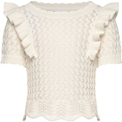 Lindex Top Knitted With Flounce 128 White 128 Lindex Top Knitted With Flounce 128 White 128