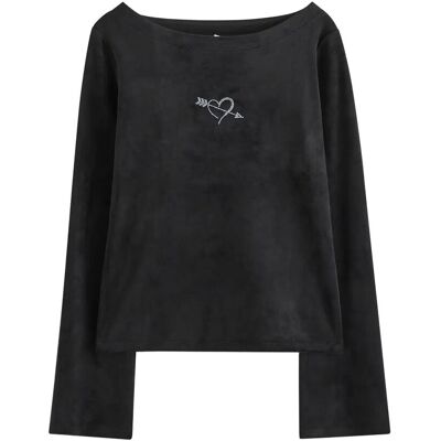 Lindex Langærmet Top I Velour 128 Black 128 Lindex Langærmet Top I Velour 128 Black 128