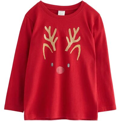 Lindex Top Ls Reindeer 3D 110 Red 110 Lindex Top Ls Reindeer 3D 110 Red 110