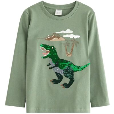 Lindex Top Ls Dino Flip Sequin 122 Green 122 Lindex Top Ls Dino Flip Sequin 122 Green 122