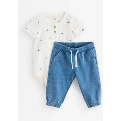 Lindex Set - Bodysuit And Joggers 74 Blue 74 Lindex Set - Bodysuit And Joggers 74 Blue 74