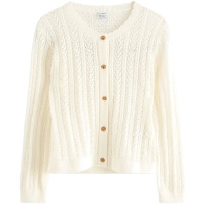 Lindex Pattern-Knit Cardigan 110/116 Cream 110/116 Lindex Pattern-Knit Cardigan 110/116 Cream 110/116