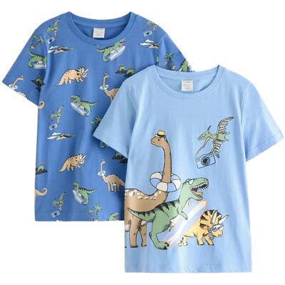 Lindex 2-Pack Short-Sleeved Tops 122/128 Blue 122/128 Lindex 2-Pack Short-Sleeved Tops 122/128 Blue 122/128