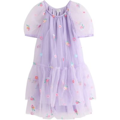 Lindex Short-Sleeved Dress With Flounces 98 Purple 98 Lindex Short-Sleeved Dress With Flounces 98 Purple 98