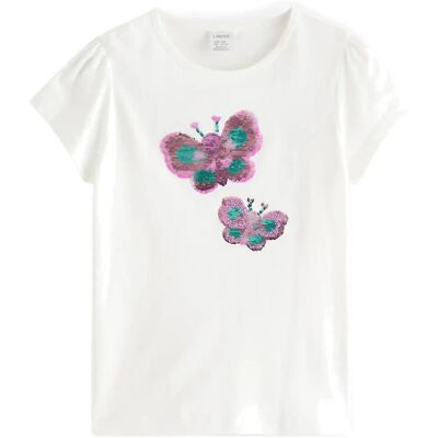 Lindex Short-Sleeved Top With Reversible Sequins Motif 116 White 116 Lindex Short-Sleeved Top With Reversible Sequins Motif 116 White 116