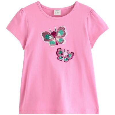 Lindex Short-Sleeved Top With Reversible Sequins Motif 122 Pink 122 Lindex Short-Sleeved Top With Reversible Sequins Motif 122 Pink 122