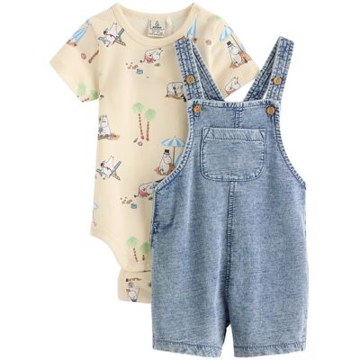 Lindex Set - Bib Trousers And Bodysuit 62 Cream 62 Lindex Set - Bib Trousers And Bodysuit 62 Cream 62