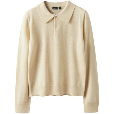 LMTD Nlmdancy Ls S Thin Knit Polo 158-164 Beige 158-164 LMTD Nlmdancy Ls S Thin Knit Polo 158-164 Beige 158-164