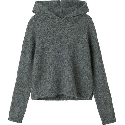 LMTD Nlfnulo Ls Short Knit W. Hood 134-140 Grey 134-140 LMTD Nlfnulo Ls Short Knit W. Hood 134-140 Grey 134-140