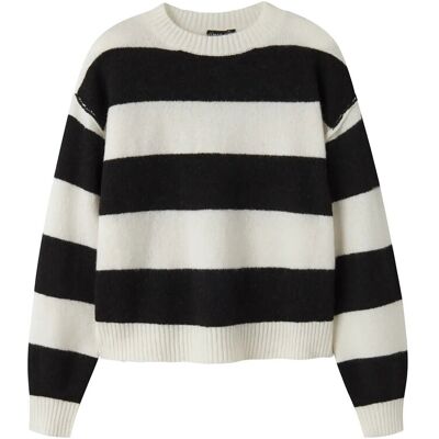 LMTD Nlfbynthe Stripe Ls Short Knit 134-140 Black 134-140 LMTD Nlfbynthe Stripe Ls Short Knit 134-140 Black 134-140