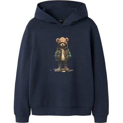LMTD Nlmnamse Ls Bru Sweat W. Hood 146-152 Navy 146-152 LMTD Nlmnamse Ls Bru Sweat W. Hood 146-152 Navy 146-152