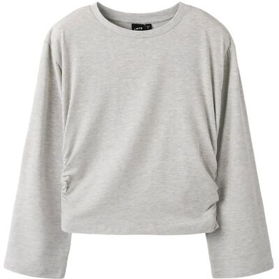 LMTD Nlfrebec Ls Rouched Short Top 134-140 Grey 134-140 LMTD Nlfrebec Ls Rouched Short Top 134-140 Grey 134-140