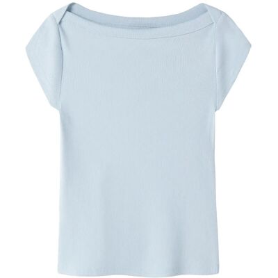 LMTD Nlfkana Ss Short Boatneck Top 134-140 Blue 134-140 LMTD Nlfkana Ss Short Boatneck Top 134-140 Blue 134-140