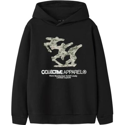 LMTD Nlmundifined Ls Sweat W. Hood 134-140 Black 134-140 LMTD Nlmundifined Ls Sweat W. Hood 134-140 Black 134-140