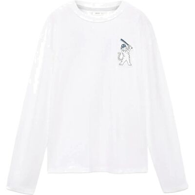 Mango Printed Cotton-Blend T-Shirt 7-8 White 7-8 Mango Printed Cotton-Blend T-Shirt 7-8 White 7-8