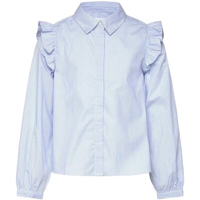 Mango Shirt With Ruffle Detail 122 Blue 122 Mango Shirt With Ruffle Detail 122 Blue 122