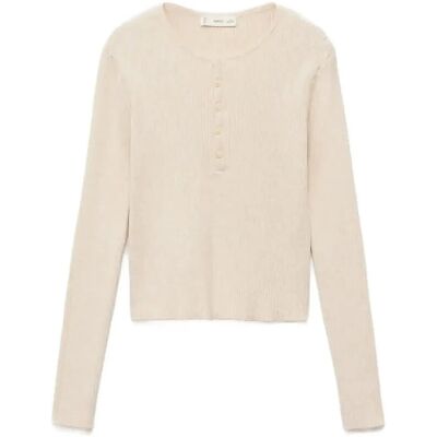 Mango Ribbed Sweater With Buttons 9-10 Cream 9-10 Mango Ribbed Sweater With Buttons 9-10 Cream 9-10