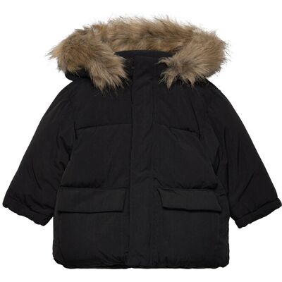 Mango Puffer Coat With Fur-Effect Hood 9-12M Black 9-12M Mango Puffer Coat With Fur-Effect Hood 9-12M Black 9-12M