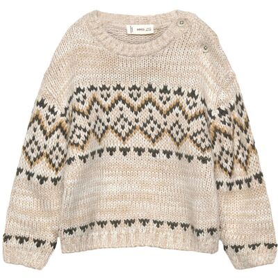 Mango Jacquard Knitted Sweater 5-6 Beige 5-6 Mango Jacquard Knitted Sweater 5-6 Beige 5-6