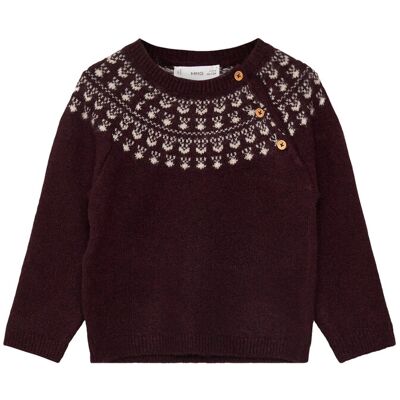 Mango Jacquard Sweater With Buttons 1-3M Burgundy 1-3M Mango Jacquard Sweater With Buttons 1-3M Burgundy 1-3M