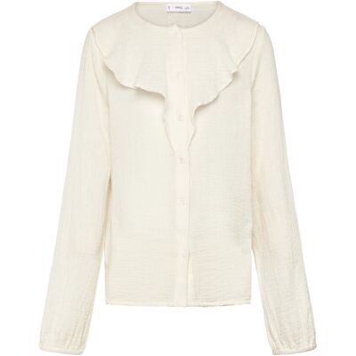 Mango Crinkled Ruffle Shirt 116 Cream 116 Mango Crinkled Ruffle Shirt 116 Cream 116