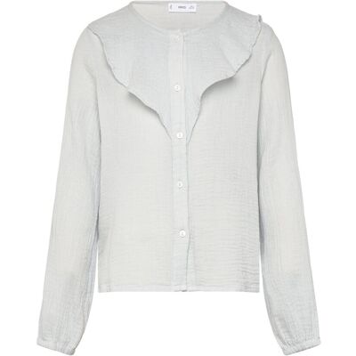 Mango Crinkled Ruffle Shirt 122 Grey 122 Mango Crinkled Ruffle Shirt 122 Grey 122