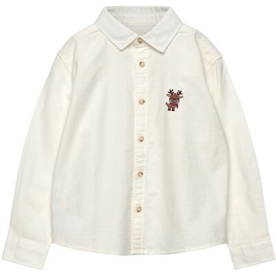 Mango Shirt With Reindeer Embroidery 122 White 122 Mango Shirt With Reindeer Embroidery 122 White 122