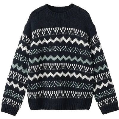 Mango Knitted Sweater With Trim 11-12 Navy 11-12 Mango Knitted Sweater With Trim 11-12 Navy 11-12