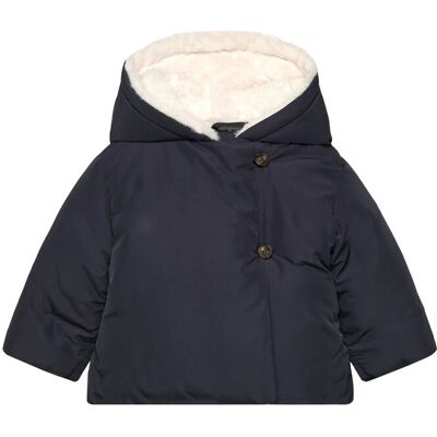 Mango Anorak With Shearling-Effect Hood 6-9M Navy 6-9M Mango Anorak With Shearling-Effect Hood 6-9M Navy 6-9M