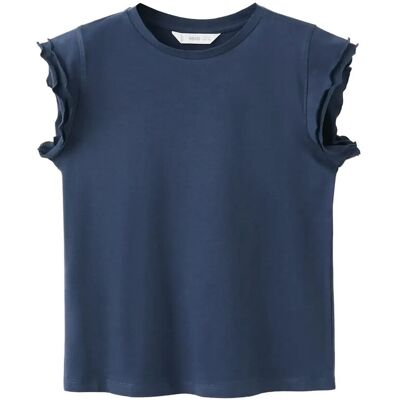 Mango Short-Sleeved Ruffle T-Shirt 9-10 Navy 9-10 Mango Short-Sleeved Ruffle T-Shirt 9-10 Navy 9-10