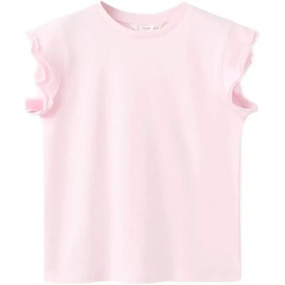 Mango Short-Sleeved Ruffle T-Shirt 9-10 Pink 9-10 Mango Short-Sleeved Ruffle T-Shirt 9-10 Pink 9-10