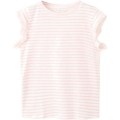 Mango Ruffled Striped T-Shirt 9-10 Pink 9-10 Mango Ruffled Striped T-Shirt 9-10 Pink 9-10
