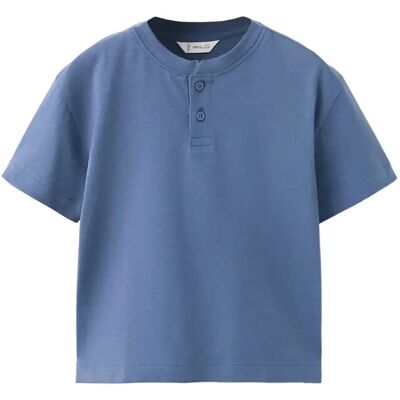 Mango Buttoned Cotton T-Shirt 18-24M Blue 18-24M Mango Buttoned Cotton T-Shirt 18-24M Blue 18-24M