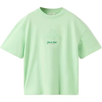 Mango Printed Cotton-Blend T-Shirt 9-10 Green 9-10 Mango Printed Cotton-Blend T-Shirt 9-10 Green 9-10
