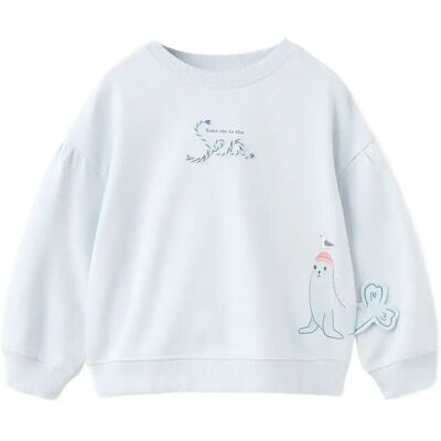 Mango Seal Print Sweatshirt 18-24M Blue 18-24M Mango Seal Print Sweatshirt 18-24M Blue 18-24M