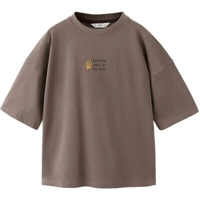Mango Printed Cotton-Blend T-Shirt 9-10 Brown 9-10 Mango Printed Cotton-Blend T-Shirt 9-10 Brown 9-10