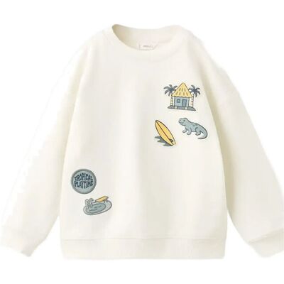 Mango Cotton Sweatshirt With Embroidered Patches 18-24M Cream 18-24M Mango Cotton Sweatshirt With Embroidered Patches 18-24M Cream 18-24M