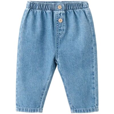 Mango Straight Jeans With Elasticated Waistband 9-12M Blue 9-12M Mango Straight Jeans With Elasticated Waistband 9-12M Blue 9-12M