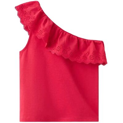 Mango Ruffled Asymmetric T-Shirt 9-10 Red 9-10 Mango Ruffled Asymmetric T-Shirt 9-10 Red 9-10