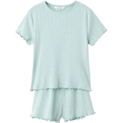Mango Short Ribbed Pyjama 11-12 Green 11-12 Mango Short Ribbed Pyjama 11-12 Green 11-12