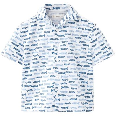 Mango Printed Short-Sleeved Shirt 18-24M Blue 18-24M Mango Printed Short-Sleeved Shirt 18-24M Blue 18-24M