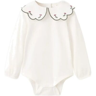 Mango Embroidered Babydoll-Neck Body 1-3M Cream 1-3M Mango Embroidered Babydoll-Neck Body 1-3M Cream 1-3M