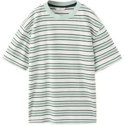Mango Striped Cotton T-Shirt 9-10 Green 9-10 Mango Striped Cotton T-Shirt 9-10 Green 9-10