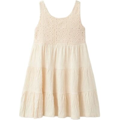 Mango Embroidered Textured Dress 9-10 Beige 9-10 Mango Embroidered Textured Dress 9-10 Beige 9-10