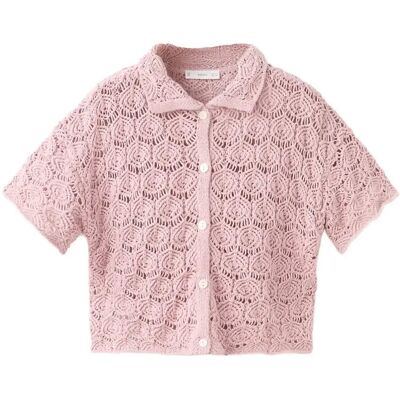Mango Openwork Knit Cardigan 5-6 Pink 5-6 Mango Openwork Knit Cardigan 5-6 Pink 5-6