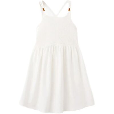 Mango Gathered Panel Cotton Dress 9-10 White 9-10 Mango Gathered Panel Cotton Dress 9-10 White 9-10