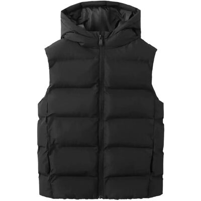 Mango Quilted Gilet With Hood 11-12 Black 11-12 Mango Quilted Gilet With Hood 11-12 Black 11-12