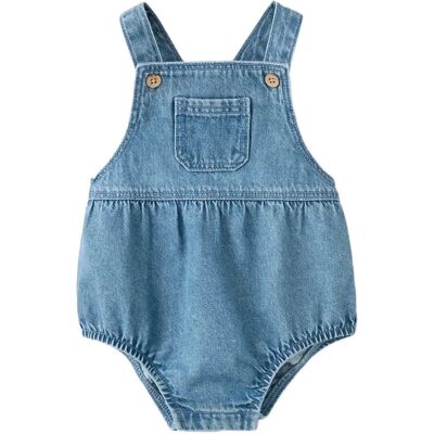Mango Denim Cotton Romper 12-18M Blue 12-18M Mango Denim Cotton Romper 12-18M Blue 12-18M