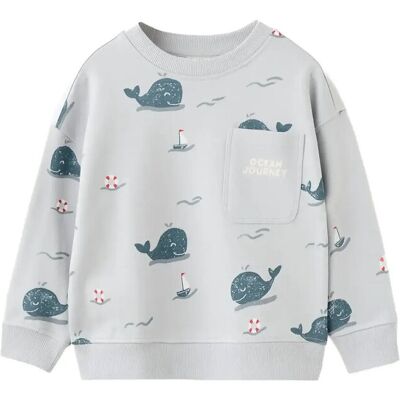 Mango Printed Sweatshirt With Pocket 12-18M Blue 12-18M Mango Printed Sweatshirt With Pocket 12-18M Blue 12-18M